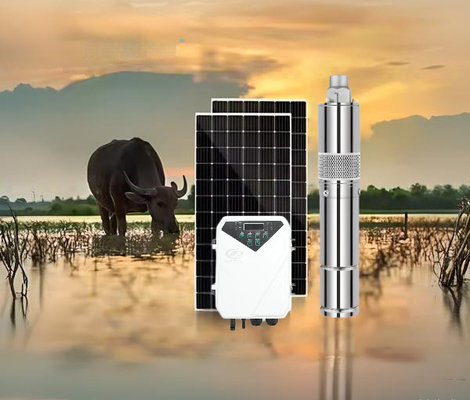 Bom preço. Voltagem de entrada óptima 60V-90V bomba de água solar de corrente contínua com tipo de controlador MPPT e caudal máximo 3,8m3/h on-line